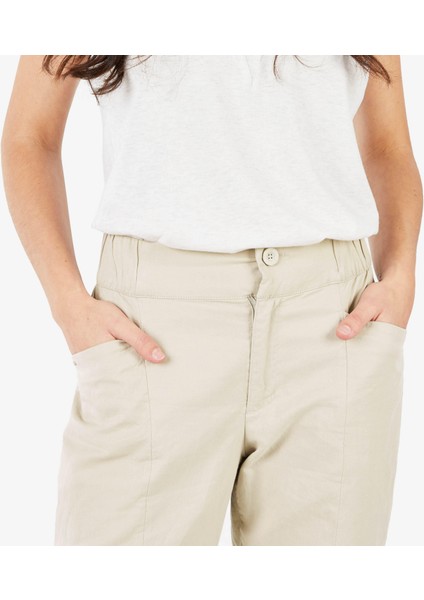 Quechua Kadın Outdoor Keten Pantolon - Bej - NH500