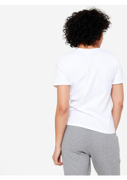 Domyos Kadın V Yakalı Spor Tişörtü - Beyaz - Fitness