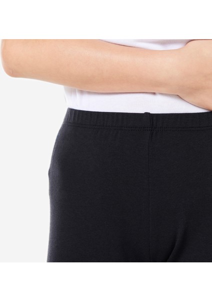 DOMYOS Çocuk Siyah Kısa Spor Taytı 100