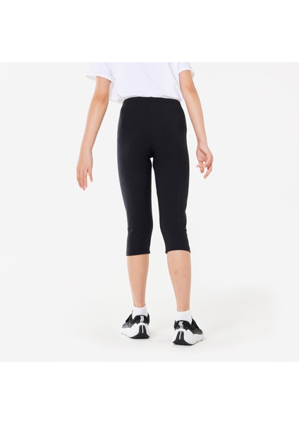 DOMYOS Çocuk Siyah Kısa Spor Taytı 100