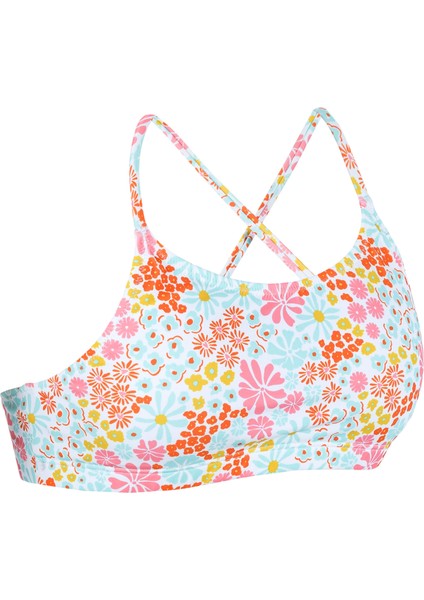Nabaiji Çocuk Yuvarlak Yaka Bikini Üstü - Beyaz - Desenli - LILA PANTAI