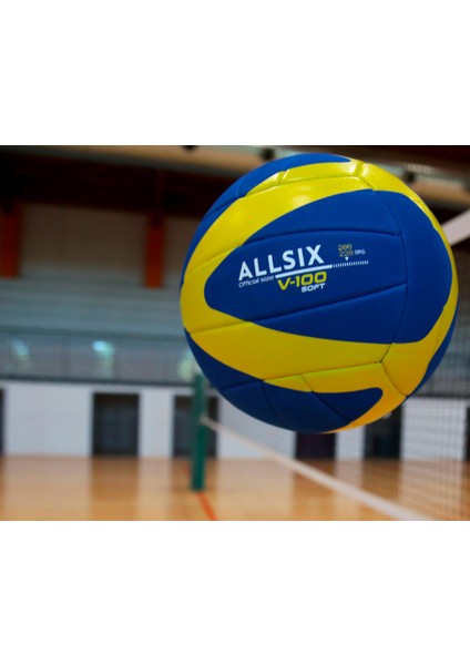 Allsix Voleybol Topu - Mavi / Sarı - 200/220 Gram - 6/9 Yaş - V100 Soft 200 modelleri