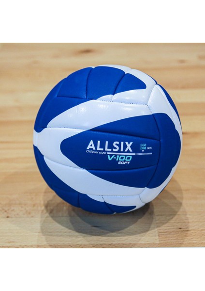 Allsix Voleybol Topu - Mavi / Beyaz - 260/280 G - 15 Yaş Ve Üzeri - V100 Soft 260