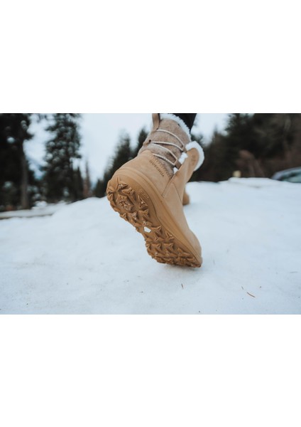 Quechua Kadın Su Geçirmez Outdoor Deri Kar Botu - Bej - SH500