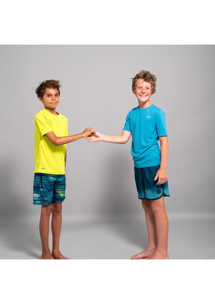 Olaian Çocuk Standart Kalıp Kısa Kollu UV Korumalı Tişört - Yeşil - WATER