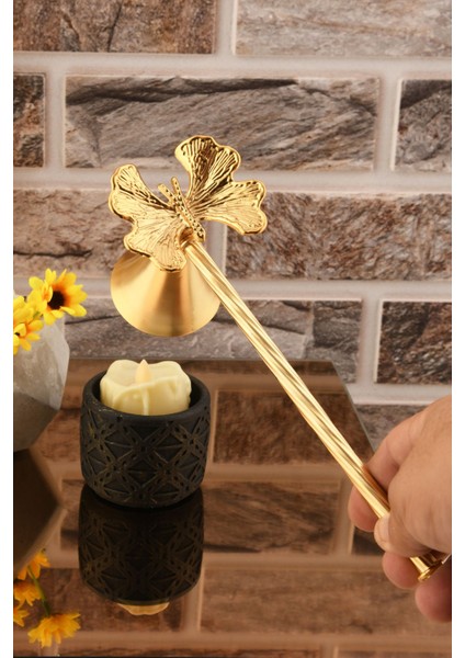 Luxury Kelebek Figürlü Mum Söndürme Aleti Metal Mum Söndürücü Altın Renk 1 Adet modelleri