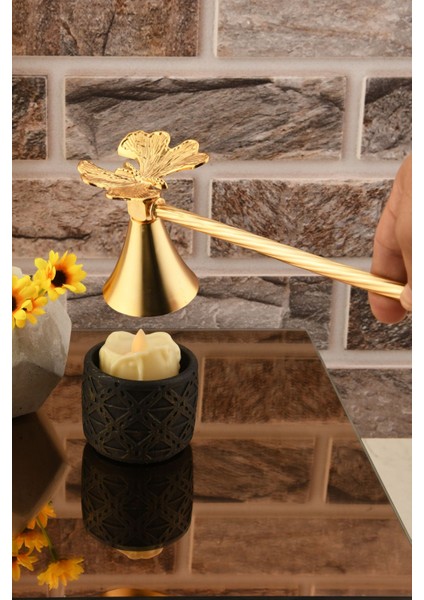 Luxury Kelebek Figürlü Mum Söndürme Aleti Metal Mum Söndürücü Altın Renk 1 Adet fırsatları