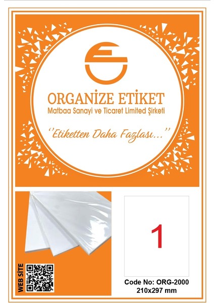 A4 Yapışkanlı Lazer Etiket