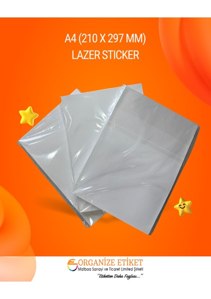 A4 Yapışkanlı Lazer Etiket