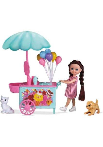 Luxury Belissa Bebek Dondurma Arabası ve Sevimli Hayvanları Oyun Seti 1 Adet