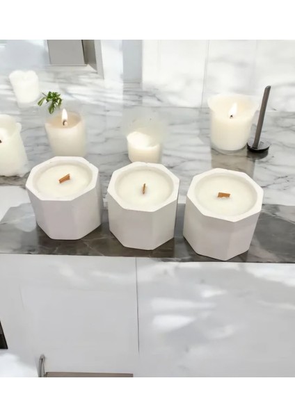 Luxury Üçlü Geometrik Şekil El Yapımı Dekoratif Mumluk 1 Adet