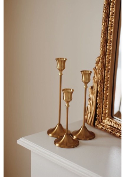 Luxury 3lü Gold Şam’dan Mumluk Dekoratif Mumluk 1 Adet