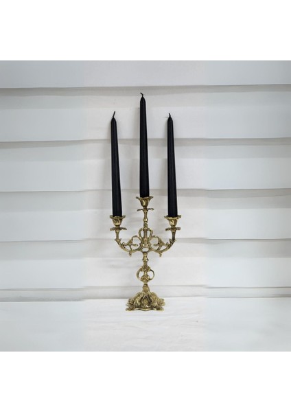 Luxury Pirinç 3 Kollu Şamdan 29CM. 1 Adet