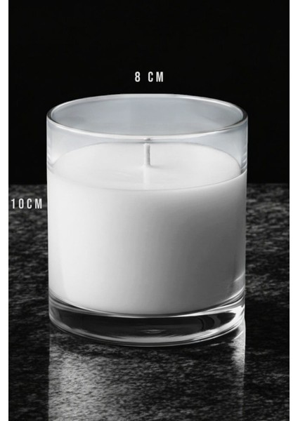 Luxury El Işçiliği Silindir Cam Vazo Içi Mum 8 x 10 cm Genişlik Gül Kokulu Beyaz Renk 1 Adet