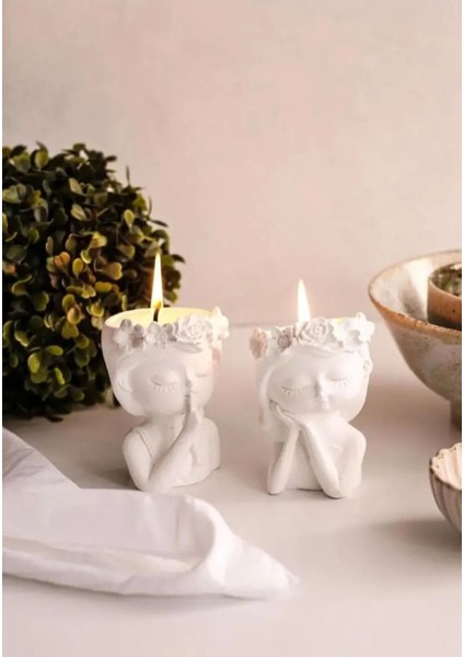 Luxury Ikili Çiçek Taçlı Kız Kardeşler Kokulu Mumluk 1 Adet
