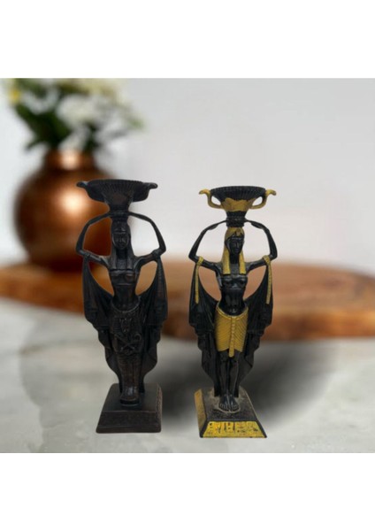 Luxury Antik Mısır Temalı Büyük Boy Dekoratif Şamdan 1 Adet