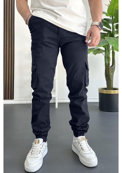 Erkek Paçası Lastikli Kargo Cepli Pantolon Lacivert EDW353