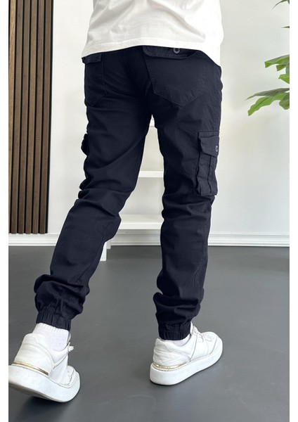 Erkek Paçası Lastikli Kargo Cepli Pantolon Lacivert EDW353