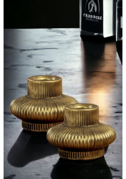 Luxury Şamdan Mumluk Dekoratif Mumluk Tealight Mumluk Altın Eskitme Renk Model 15 Ikili Mumluk 1 Adet