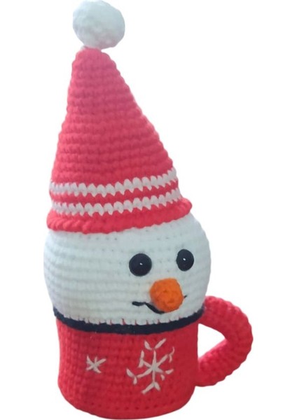 Luxury Amigurumi Organik El Yapımı Oyuncak Fincan Kardan Adam Yılbaşı Hediyesi 1 Adet