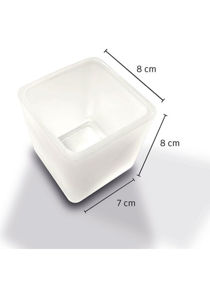 Luxury Dekoratif Buzlu Cam Mumluk 8x8 cm (4 Adet) 1 Adet indirimleri