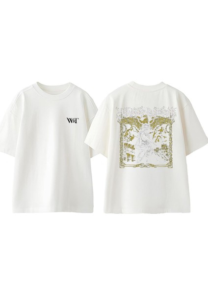 Julius Caesar Tasarım Sırt Baskılı Pamuk Beyaz Oversize T-Shirt