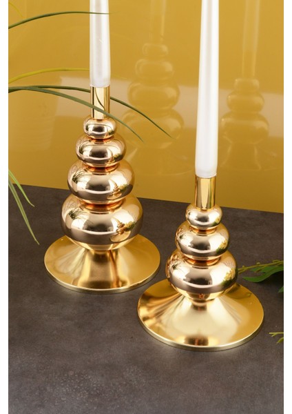 Luxury Flora 2'li Şamdan Gold Kaplama Dekoratif Metal Mumluk 1 Adet fırsatları
