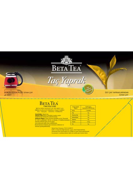 Beta Taç Yaprak Demlik Poşet Çay 48 Adet