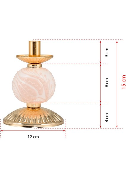 Luxury Tekli Krem Çinili Mumluk Gold Dekoratif Obje 1 Adet