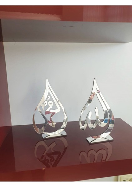 Luxury Allah ve Muhammet Yazılı Dekoratif Masa Üstü Gold/gümüş Pleksi 1 Adet