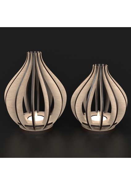 Luxury Ahşap Dekoratif Mumluk 1 Adet