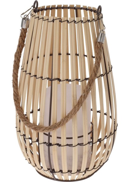 Luxury Çok Renkli Fener Lantern Bamboo H28CM Smd LED 1 Adet
