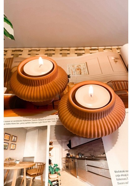 Luxury Fiji Terracotta Tealight Mumluk. 1 Adet