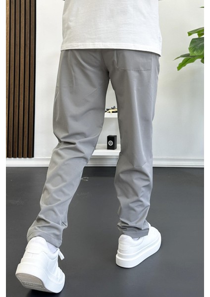 Erkek Beli Lastikli Jogger Pantolon Gri EDW354