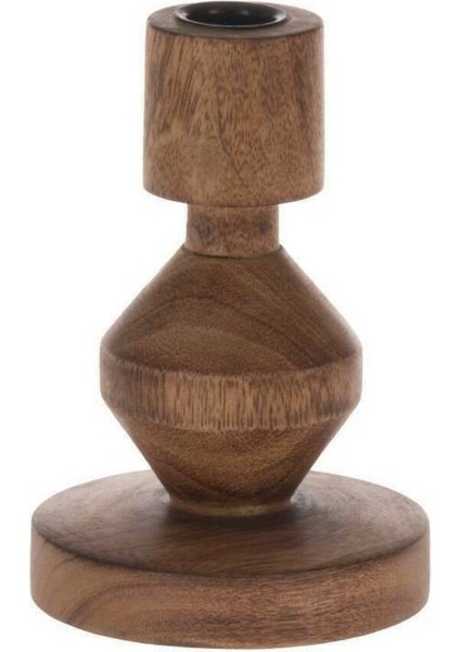 Luxury 422102 "ambacon" Doğal Ahşap Şamdan- Mumluk 15CM Yüksekliğinde 1 Adet