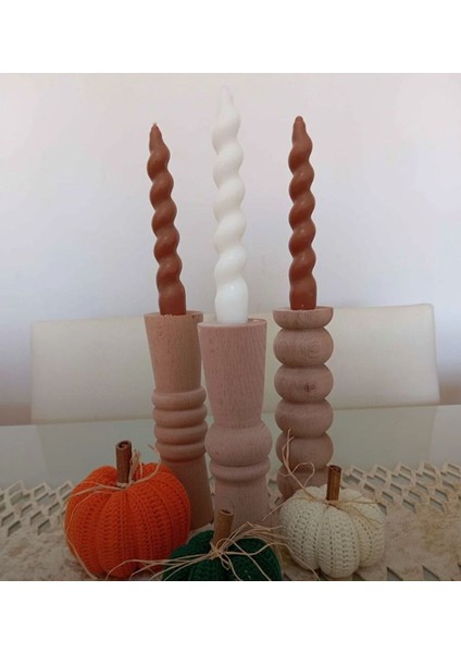 Luxury Ahşap Şamdan Mumluk 3 Lü Takım 1 Adet