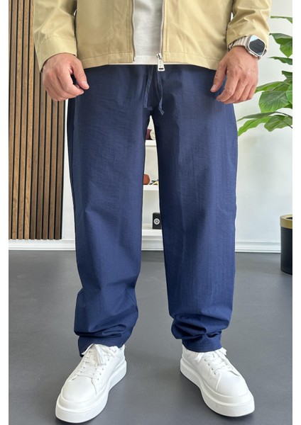 Erkek Beli Lastikli Baggy Rahat Pantolon Lacivert EDW359