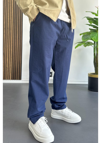 Erkek Beli Lastikli Baggy Rahat Pantolon Lacivert EDW359