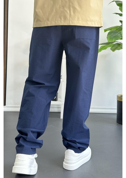 Erkek Beli Lastikli Baggy Rahat Pantolon Lacivert EDW359