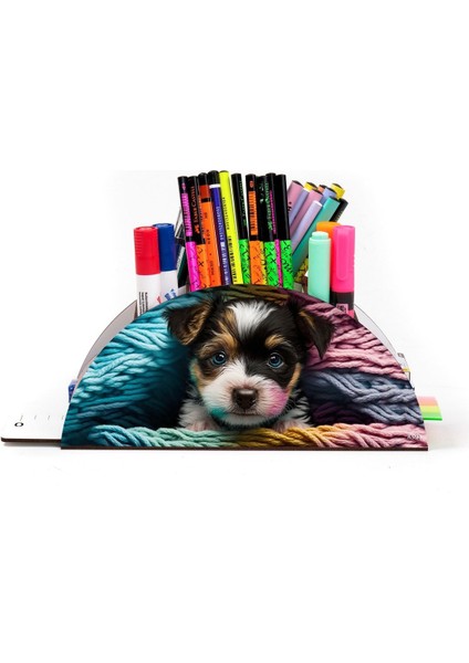 Luxury Ahşap Vip Köpek ve Kedi Model Gökkuşağı Cetvelli Masaüstü Kalemlik Organizer Montajlı Kutulu 1 Adet fiyatları