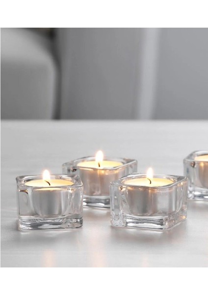 Luxury 3 Adet Cam Tealight Mumluk 5x5 cm Ikea 3'lü Set Şeffaf Mum Kabı 1 Adet