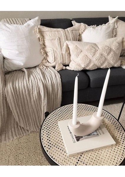 Luxury Iskandinav Tarzı Modern Mumluk, Şamdan Seti 2 Adet Mum Dahil 1 Adet