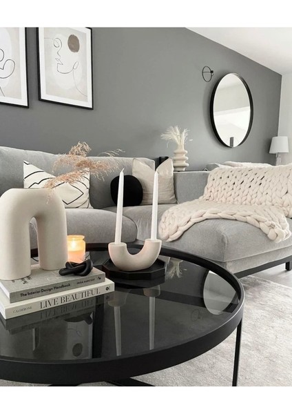 Luxury Iskandinav Tarzı Modern Mumluk, Şamdan Seti 2 Adet Mum Dahil 1 Adet