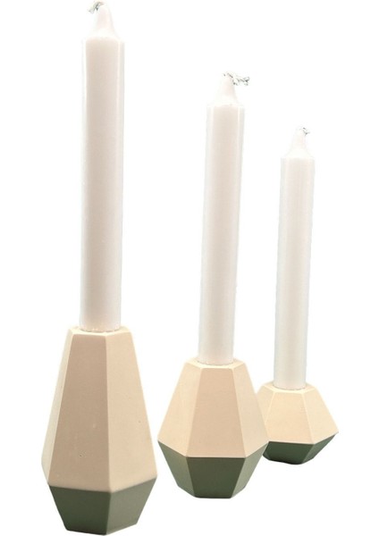 Luxury 3'lü Dekoratif Beton Mumluk Şamdan 1 Adet modelleri