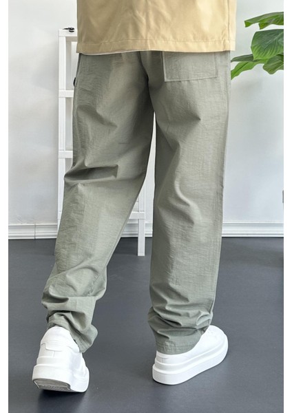 Erkek Beli Lastikli Baggy Rahat Pantolon Yeşil EDW359