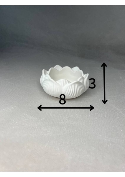 Luxury Beyaz Çiçek Mumluk, Lotus Mumluk, Ogranizer, Dekoratif Obje, 1 Adet