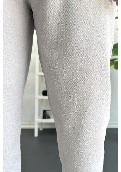Erkek Beli Lastikli Gofre Kumaş Jogger Pantolon Gri EDW358