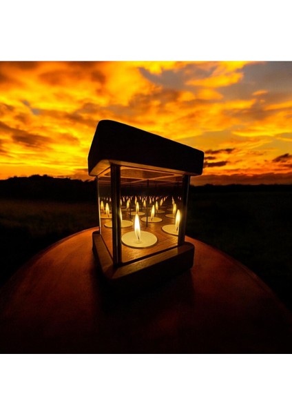 Luxury Sonsuzluk Aynası Ahşap Mumluk, Dekoratif Ahşap Mumluk, Hediyelik Tealight Mumluk 1 Adet modelleri