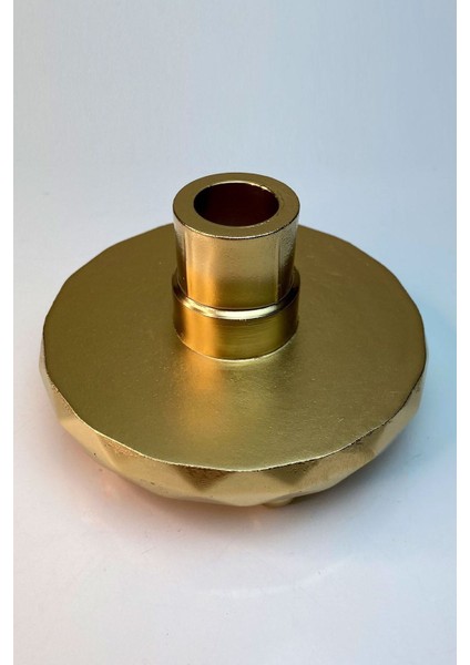 Luxury Dekoratif Hediyelik Dekoratif Metalik Altın Parlak Şamdan Mumluk - Çap 10 cm 1 Adet modelleri