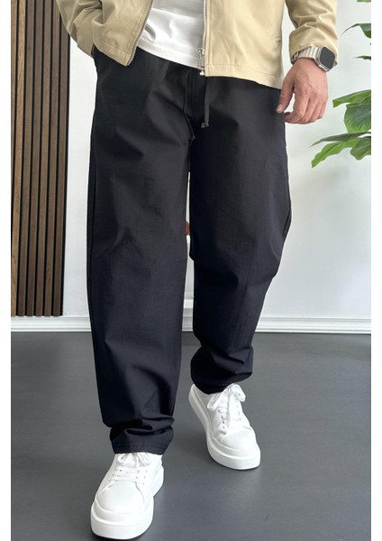Erkek Beli Lastikli Baggy Rahat Pantolon Siyah EDW359 fiyatları